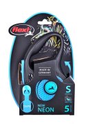Smycz Flexi automatyczna New Neon S taśma 5 m - dla psa do 15 kg, kolor niebieski