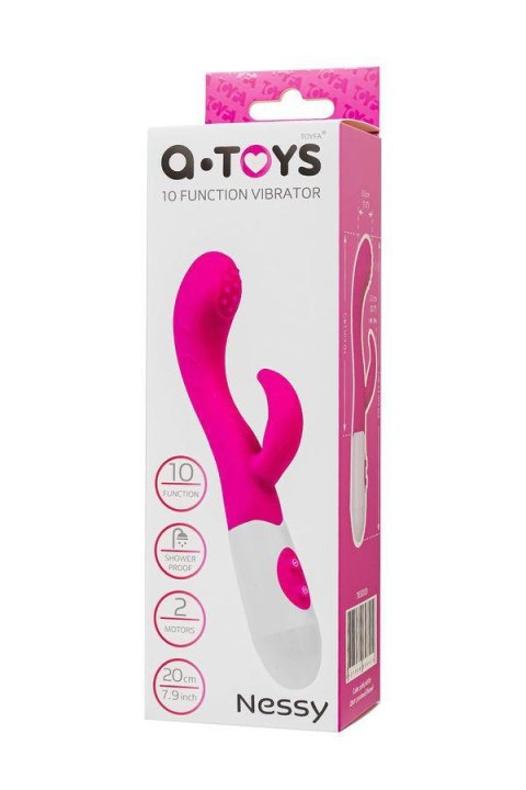 TOYFA - Boys of Toys Sp. z o.o. (dystrybutor) A-TOYS, Vibrator Nessy with Clitoral Stimulator, Silicone, Pink, 20 cm, 10 speeds, 2xAAA