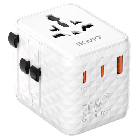 SAVIO UNIWERSALNY ADAPTER PODRÓŻNY 20W AP-08
