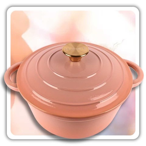 EMALIOWANY GARNEK ŻELIWNY 24cm 4L HAGE PINKOCELLO