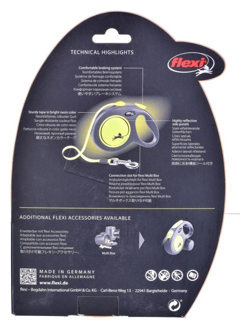 FLEXI New Neon - smycz automatyczna - L: 5m