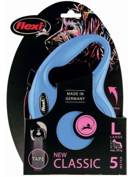 FLEXI Smycz automatyczna NEW CLASSIC L taśma kolor: niebieski - 5m - do 50kg