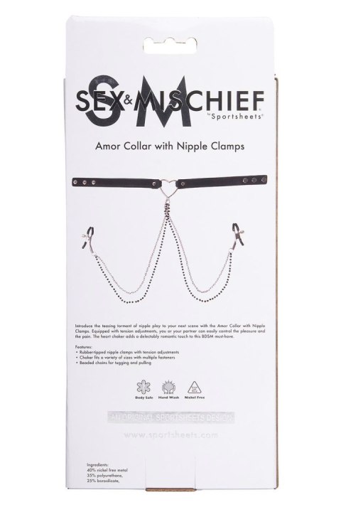 TONGA SPORTSHEETS SM AMOR COLLAR WITH NIPPLE JEWELRY