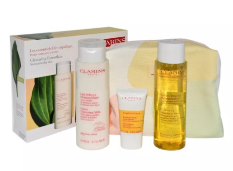 Zestaw Clarins Velvet Cleansing Milk 200ml + Hydrating Toning Lotion 200ml + Comfort Scrub 15ml + Cosmetics Bag