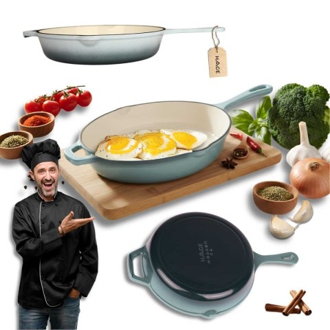 EMALIOWANA PATELNIA ŻELIWNA 26cm HAGE SEA SALT