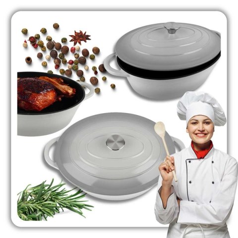 EMALIOWANA BRYTFANNA ŻELIWNA GĘSIARKA 6L HAGE SZARA