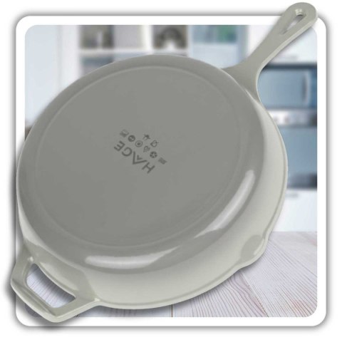 EMALIOWANA PATELNIA ŻELIWNA 26cm HAGE SZARA