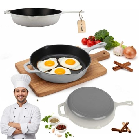 EMALIOWANA PATELNIA ŻELIWNA 26cm HAGE SZARA