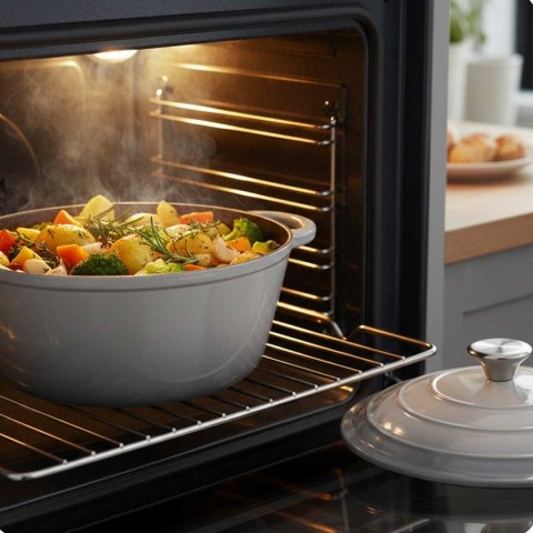 EMALIOWANY GARNEK ŻELIWNY 24cm 4L HAGE SZARY