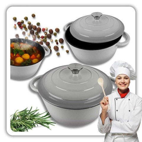 EMALIOWANY GARNEK ŻELIWNY 26cm 5L HAGE SZARY