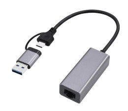 GEMBIRD KARTA SIECIOWA USB 3.1 + TYPE-C DO LAN 2.5GB/S SZARY