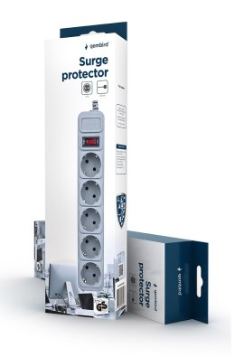 GEMBIRD LISTWA ZASILAJĄCA PRZECIWPRZEPIĘCIOWA 5XSCHUKO, 4.5M, KOLOR SZARY