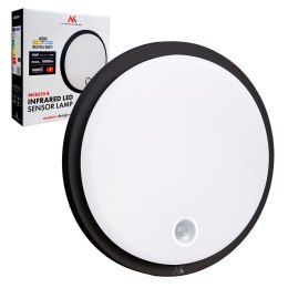 MACLEAN LAMPA LED Z CZUJNIKIEM RUCHU, CZUJNIK PIR, KOLOR CZARNY, 10W, IP65, 1000LM, BARWA NEUTRALNA MCE525 B