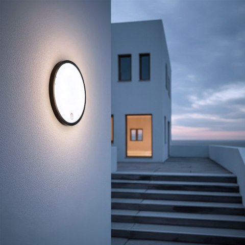 MACLEAN LAMPA LED Z CZUJNIKIEM RUCHU, CZUJNIK PIR, KOLOR CZARNY, 10W, IP65, 1000LM, BARWA NEUTRALNA MCE525 B