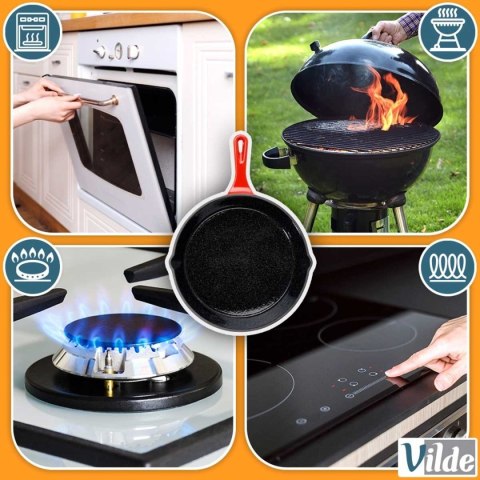 PATELNIA ŻELIWNA EMALIOWANA 25cm Z SILIKONOWĄ NAKŁADKĄ 199155