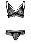 SCALA Bra and Crotchless Panty Black