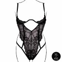 SHOTS Lace Underwired Open Cup Bodysuit with Adjustable Sliders - Plus Size - Black