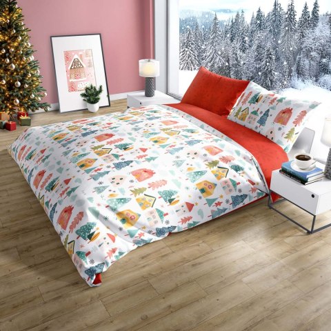 Pościel bawełniana 140x200 + 70x90 świąteczna wzór 080