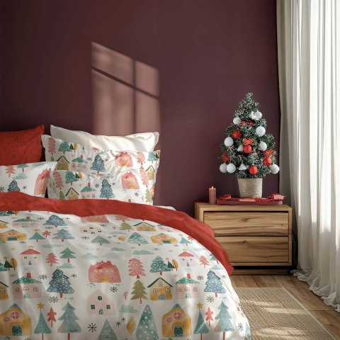Pościel bawełniana 140x200 + 70x90 świąteczna wzór 080