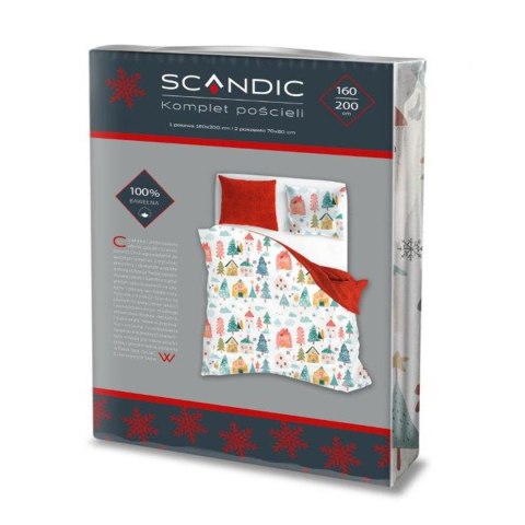 Pościel bawełniana 160x200 + 2x70x80 świąteczna wzór 080