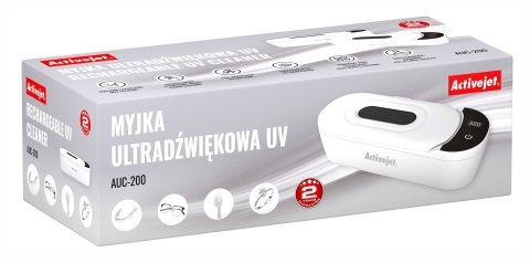 Myjka ultradźwiękowa UV Activejet AUC-200 do protez, okularów i biżuterii biała