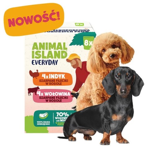 ANIMAL ISLAND indyk/wołowina saszetki dla psa 8x150g