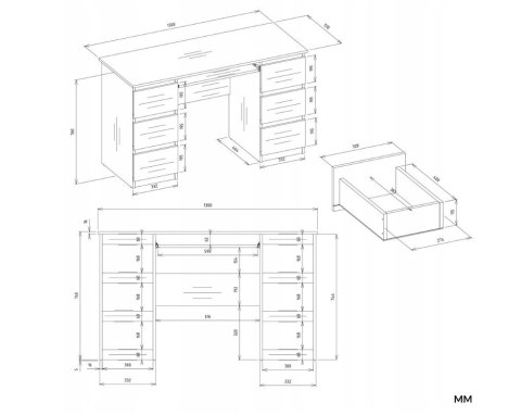 ZESTAW BIURKO KUBA + NADSTAWKA BIEL