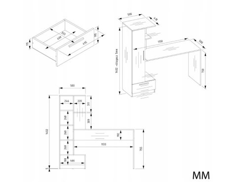 Zestaw Biurko + Regał COSMO DĄB ARTISAN