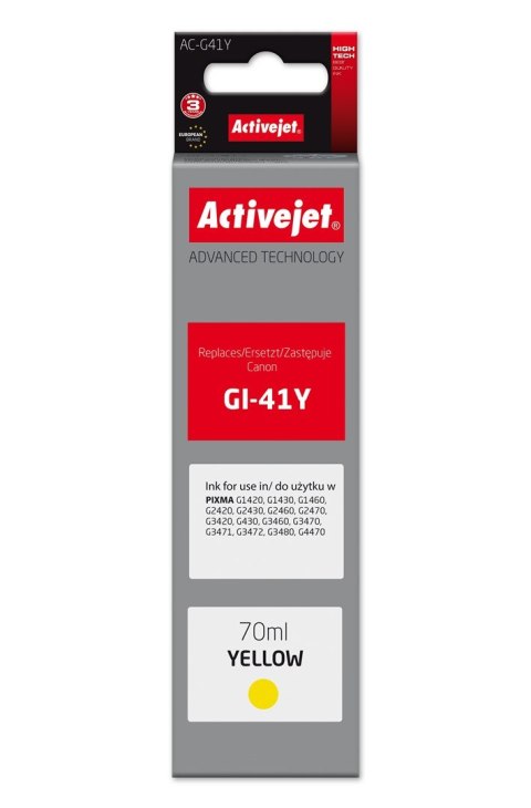 Activejet AC-G41Y Buteleczka z tuszem (zamiennik do Canon GI-41Y 4545C001; Supreme; 70 ml; żółty)