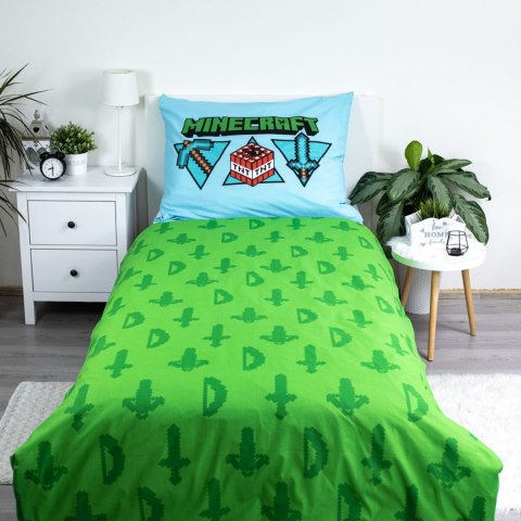 Pościel bawełna 140x200+70x90 Minecraft jasy niebieski