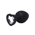 Fantasy - Boys of Toys Sp. z. o.o. (dystrybutor) Medium black silicone anal plug with a heart and a diamond