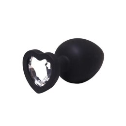 Fantasy - Boys of Toys Sp. z. o.o. (dystrybutor) Medium black silicone anal plug with a heart and a diamond