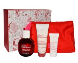 Zestaw Clarins Eau Dynamisante 100ml + Eau Dynamisante Body Lotion 100ml + Exfoliating Body Scrub 30ml