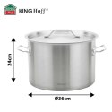GARNEK GASTRONOMICZNY Z POKRYWĄ STALOWĄ Ø36cm 24L KINGHOFF KH-2024