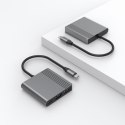 GEMBIRD MULTI ADAPTER USB TYPU C 3 W 1 (PORT USB + HDMI + WIDEO USB-C), KOLOR SZARY