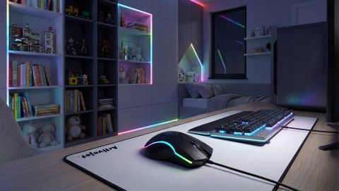 Activejet mysz przewodowa podgrzewana USB AMY-W390. Ma 3 temperatury 30 stopni podświetlenie na żółto, 35 stopni podświetlenie n