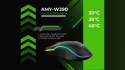 Activejet mysz przewodowa podgrzewana USB AMY-W390. Ma 3 temperatury 30 stopni podświetlenie na żółto, 35 stopni podświetlenie n