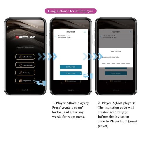 Baile - Boys of Toys Sp. z. o.o. (dystrybutor) PRETTY LOVE - Nymph, 12 vibration functions Mobile APP Long-distance Control, ABS, 1 AAA battery